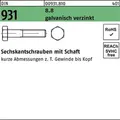 Sechskantschraube DIN 931 Schaft M8x 160 8.8 galv.verz. 100 Stück