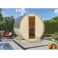 WOLFF FINNHAUS Fasssauna "130", BxHxT: 205 x 213 x 130 cm, Fichtenholz - braun
