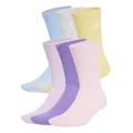 adidas Unisex CUSHIONED CREW SOCKS 6 PAIR PACK, Violet Fusion/Ice Lavender/Glow Blue/Clear Pink, 5-6 Years