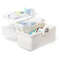 Zedelmaier Aufbewahrungsbox Medikamenten Aufbewahrung Medizinbox Apothekenbox HausapothekeBox Groß (STB106), Tragbar, Kindersicherung, 3 Treppenabteile, Weiß