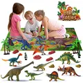 Dino-Set Dinosaurier Figuren mit Box | Dino-Spielzeug, Spielmatte, Aufbewahrungs-Box & viel Zubehör | Abenteuer Tier-Welt für Groß & Klein | Spielset für Kinder (Dinofiguren mit Aufbewahrungsbox)