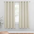 PONY DANCE Vorhang Hitzeschutz & Wärmeisolierend Ösenvorhang Blickdicht 2er Set H 175 x B 140 cm Hellbeige, Verdunklungsgardine Thermal Curtains for Living Room & Bedroom