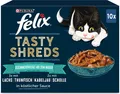 FELIX 6er Pack Tasty Shreds Nassfutter Sauce Geschmacksvielfalt Wasser 6x10x80g