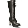 New Rock M-TR005-S1 Kniehohe schwarze Gothic-Stiefel mit hohem Absatz für Damen