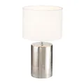 Fischer & Honsel Tischleuchte, Prata | silberfarben antik| Stoffschirm| weiß Leinen| H: 43,00 cm, D: 24,00 cm| mit Schnurschalter schaltbar| 1x E27 max. 40 Watt ohne Leuchtmittel | 50663