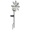 Solarleuchte Windrad Gartenleuchte Außenlampe Solar Windrad, silber-grau, Kugel Crackle, LED warmweiß, LxBxH 20x9x50 cm