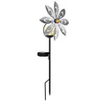 GLOBO LIGHTING LED Solarleuchte, LED-Leuchtmittel fest verbaut, Warmweiß, Solarleuchte Windrad Glaskristalle LED Solarlampe Erdspieß silber grau