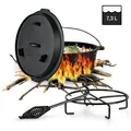 Klarstein Grilltopf Guernsey, Gusseisen (Set), Topf Grill Braten Garten BBQ Outdoor Gusseisen Dutch Oven schwarz 5.6 l | Ø 36 cm x 36 cm x 16 cm