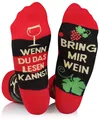Lustige Socken Wein Damen und Herren, Coole Socken mit Motiv  Bunte, Mehrfarb...