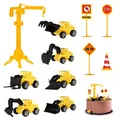 FANTESI Kuchen Deko Baustelle, 12 Stück Bagger Kuchendeko, Baustellenfahrzeuge Verkehrsschilder Kinder, Baustelle Spielzeug Kuchen Deko Junge, Bagger Spielzeugauto, für Geburtstag