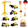 FANTESI Kuchen Deko Baustelle, 12 Stück Bagger Kuchendeko, Baustellenfahrzeuge