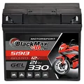 BlackMax Motorradbatterie 12V 19Ah 330A EN | 51913 Wartungsfreie Gel Starterbatterie | Tourenmaschine Enduro & Quad Blei Gel Akku