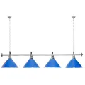 Billard Lampe 4 Schirme blau / silberfarbene Halterung