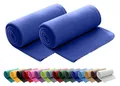 wometo 2er Set Polar Fleecedecke oekoTex 130x160 ca. 400g mit Anti-Pilling und Kettelrand blau dunkelblau