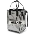 HULKEN - (Medium, Silberne) Wiederverwendbare Einkaufstasche auf Rädern. Der Einkaufswagen trägt bis zu 30 kg. Der klappbare Einkaufstrolley hat robuste Griffe und Reißverschluss.