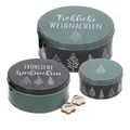 Metall Keksdose 3er Set - 3 Motive - Weihnachts Gebäck Plätzchen Dose Kekse rund