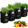 SIMBOOM 4 Stück Kartoffel Pflanzsack 40L, 10 Gallonen Pflanzsäcke Atmungsaktive Pflanztöpfe für Tomaten, Kartoffeln, Gemüse