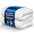 John Cotton New Way Bettdecke 200x220 - Leichte Steppdecke für Sommer | Super Weiche & Atmungsaktive Allergiker Sommerdecke | Oeko-Test Zertifiziert Decke | 220x200 Dünne Decken | Bettdecken | Weiß