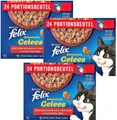 72 x 85 g Felix Sensations Gelees (€ 5,99/kg) mit Rind, Huhn, Ente, Lamm