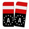 2 x Kennzeichen Sticker passgenau für EU Feld 11x5cm Design Aufkleber für Nummernschild Folie KFZ Schwarz oder mit Fahne waschstraßenfest R167 (17 Österreich, Mit Flagge)
