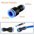 8mm auf 12mm Reduzier Verbinder gerade Pneumatik Druckluft Steck Fitting 12mm 8