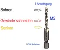 M5 HSS Kombination Bohrer Bit Gewinde Schneiden & Senken 1 Arbeitsgang