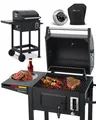Juskys Holzkohlegrill Missouri, mit Deckel, Räder, verstellbarer Kohlewanne & Abdeckhaube