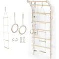 MAMOI® Klettergerüst Indoor, Sprossenwand für kinderzimmer, Turnringe kinder für klettern, Kletterwand und spielgeräte, Midi Turngeräte mit K... - Weiß