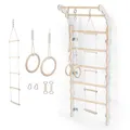 MAMOI® Klettergerüst Indoor, Sprossenwand für Zimmer, Turnringe für Klettern, Kletterwand und Spielgeräte, Turngeräte mit Klimmzugstange für drinnen, Sportgeräte