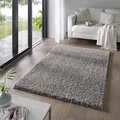 Taracarpet Shaggy Teppich Wohnzimmer Venezia Hochflor Langflor Teppiche modern Anthrazit 060x090 cm
