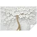Wallarena Fototapete 3D EFFEKT Blumen Baum Magnolie Gold Wohnzimmer oder Schlafzimmer, Glatt Vlies, Blumen, 3D-Optik, Baum, Magnolie, Vliestapete gold weiß Wohnzimmer Schlafzimmer Küche Tapete + Kleister 2.5 m x 1.75 m
