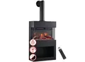 KAMINIO Elektrokamin HENRI - Mit Abzugsrohr - Elektrischer Kaminofen mit Heizung, 3D-Flammeneffekt, Holzfach, Fernbedienung - Schwarz