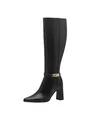 MARCO TOZZI Damen Hohe Stiefel mit Absatz aus Kunstleder Spitz, Schwarz (Black), 39 EU
