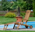 TEAK Liegestuhl Deckchair mit Rädern JAV-LUNA