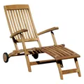 ECHT TEAK STEAMER DECKCHAIR Liegestuhl Klappsessel Holz mit Rädern LUNA