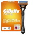Gillette Fusion 5 Rasierer Herren, TESTSIEGER VON GILLETTE BEI STIFTUNG WARENTEST, 1 Nassrasierer und 1 Rasierklinge mit Gleitstreifen für Eine Gründliche Rasur — Schwarz