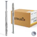 STRÜBER Rahmendübel mit Senkkopfschrauben Torx (10x100 mm / 50 Stück) Fensterrahmendübel - Langschaftdübel - Spreizdübel - Wandrahmenbefestigung - Nylondübel mit TX Schrauben - ETA Zulassung