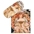 VON LILIENFELD Brillenetui Alfons Maria Mucha : F. Champenois Kunst Motiv Etui Brille Mikrofaser Brillenputztuch Brillenbox Stabiles Hardcase Set mit Stoff bezogen