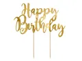 Papier-Kuchenaufsatz „Happy Birthday“, Gold, 22,5 cm