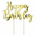 PartyDeco Cake Topper Happy Birthday in Gold 22,5cm Kuchendeko Tortendekoration