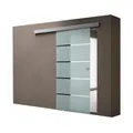 doporro Glasschiebetür komplettset Zimmertür glas Innentür H:205/215cm ESG 8mm A11, Chrom