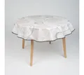 laro Tischdecke 140cm runde Wachstuchtischdecke Saum-Eingefasst Kreiswogen Weiß Beige