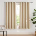 PONY DANCE Curtains for Living Room Verdunklungsvorhänge Kurz Ösenvorhang 2er Set H 175 x B 140 cm Biscotti Beige, Schlafzimmer Vorhänge Thermo Hitzeschutz & Wärmeisolierend
