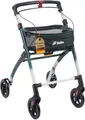 FabaCare Indoor Rollator Jaguar, schmal mit Tablett, Leichtgewicht Wohnungsrollator faltbar, Heimrollator, bis 100 kg, Grün/Weiß