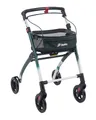 FabaCare Indoor-Rollator Jaguar faltbar, Leichtgewichtrollator mit Tablett, Grün-Weiss
