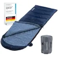 Skandika Deckenschlafsack Dundee Flanell | Baumwolle, Luxus-Qualität, koppelbar, Doppelschlafsack, 3 Jahreszeiten, bis -20°C, 220 x 80 cm/ 220 x 160 cm | Outdoor Camping Schlafsack (Indigo RV rechts)