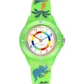 Alienwork Kids Dino T-Rex Lernuhr Kinderuhr Jungen Mädchen Grün Silikon-Armband Mehrfarbig Kinder-Uhr Wasserdicht 5 ATM Zeit Lernen