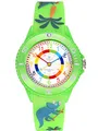 Alienwork Kids Dino T-Rex Lernuhr Kinderuhr Jungen Mädchen Grün Silikon-Armband Mehrfarbig Kinder-Uhr Wasserdicht 5 ATM Zeit Lernen