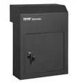 VEVOR Mauerdurchwurf Briefkasten, robuster Stahl-Einbaubriefkasten für Türen mit Einer Stärke von 43 mm, Durchwurfbriefkasten inkl. 2 Schlüssel, 304 x 105 x 405 mm Briefkasten, Schwarz