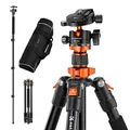 K&F Concept O254A1 Kamera Stativ, kompaktes Stativ 158cm für Spiegelreflexkamera, DSLR Tripod Reisestativ mit 360° Kugelkopf inkl. Schnellwechselplatte Stativtasche